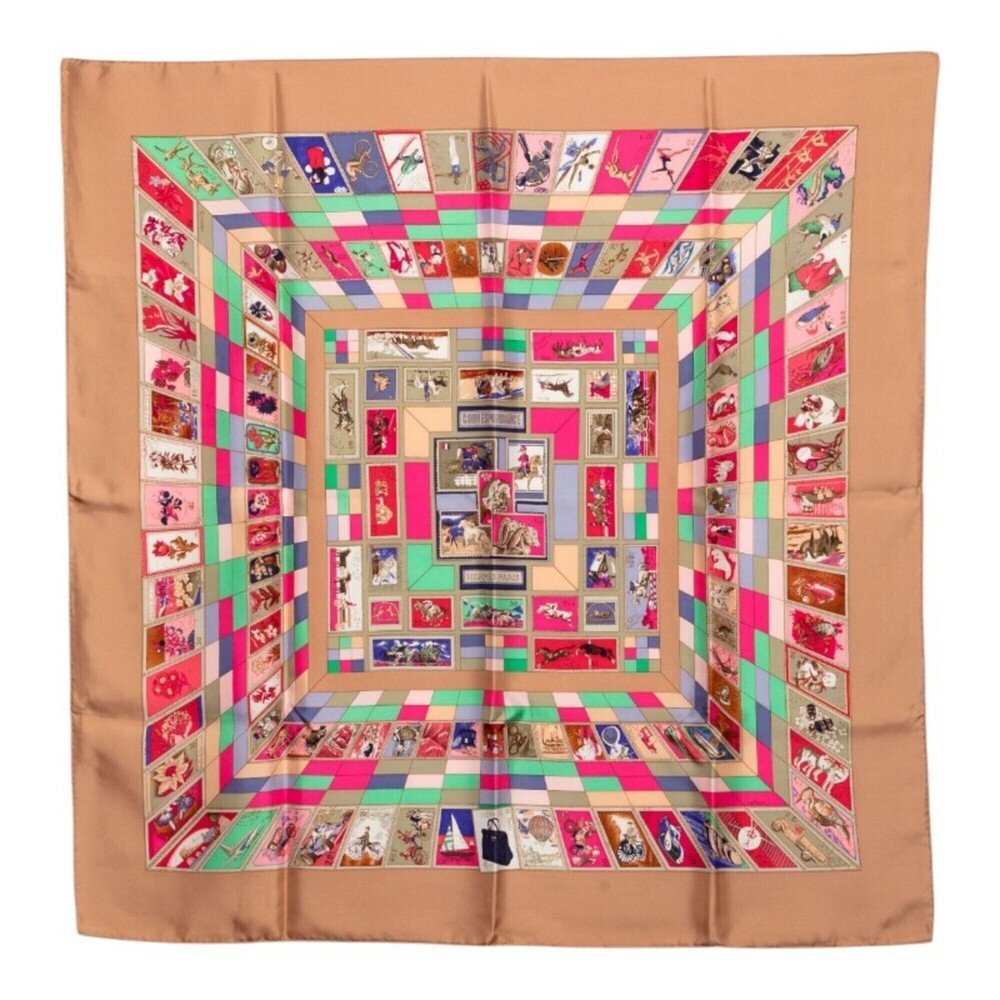 HERMES Cream Silk Scarf
